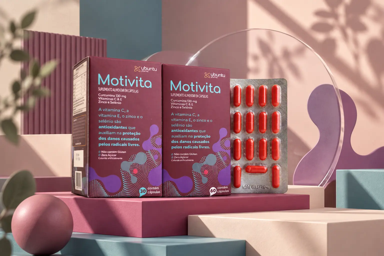 Caixas de Motivita e blíster com cápsulas